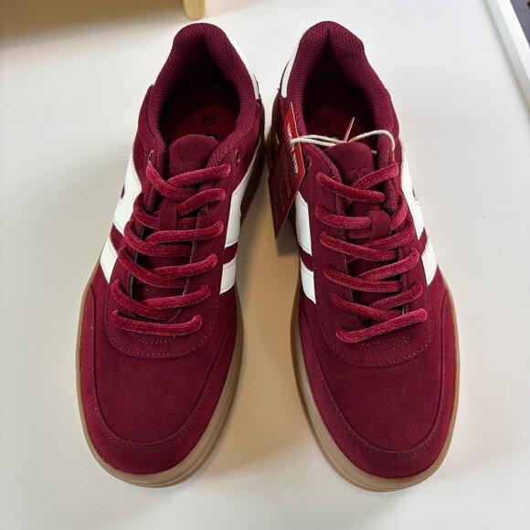 Lucky Step Air-Cooled Burgundy Platform Sneakers 10 Retro Sport Style - Picture 1 of 5
